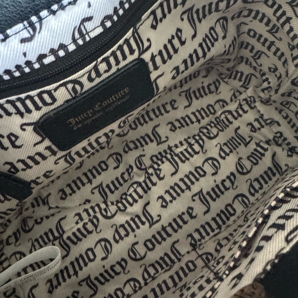 Juicy Couture Black Logo Embossed Tote Bag w/ Scarf & Heart Charm 🖤🍒 - Picture 6 of 8